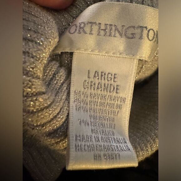 Worthington Vintage Sparkly Ribbed Long Sleeve Turtleneck Sweater Gray Large - Picture 4 of 12